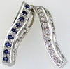 .29CT DIAMOND & AAA SAPPHIRE 14K WHITE GOLD 3D DOUBLE SWIRL FUN FLOATING PENDANT