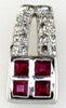 .30CT DIAMOND & AAA RUBY 14KT WHITE GOLD 3D ROUND & PRINCESS SQUARE PENDANT
