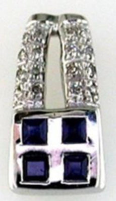 .30CT DIAMOND & AAA SAPPHIRE 14KT WHITE GOLD 3D ROUND & PRINCESS SQUARE PENDANT
