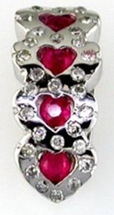 .44CT DIAMOND & AAA RUBY 14KT WHITE GOLD 3D MULTI HEART JOURNEY PENDANT