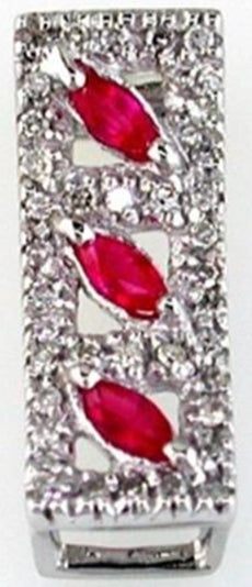 .63CT DIAMOND & AAA RUBY 14KT WHITE GOLD 3D MARQUISE & ROUND RECTANGULR PENDANT