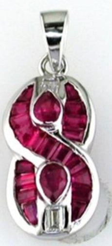 1.31CT DIAMOND & AAA RUBY 14KT WHITE GOLD 3D MULTI SHAPE INFINITY LOVE PENDANT