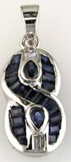1.31CT DIAMOND & AAA SAPPHIRE 14KT WHITE GOLD MULTI SHAPE INFINITY LOVE PENDANT