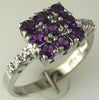 ESTATE 1.40CT DIAMOND & AAA AMETHYST 14KT WHITE GOLD 3D SQUARE CLUSTER FUN RING