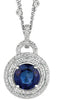 3.60CT DIAMOND & AAA SAPPHIRE 14KT WHITE GOLD 3D ROUND HALO BY THE YARD PENDANT