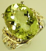 LARGE 11.15CT DIAMOND & AAA LEMON QUARTZ 14K WHITE GOLD OVAL MULTI LEAF FUN RING