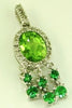 2.66CT DIAMOND & AAA PERIDOT & TSAVORITE 14KT WHITE GOLD OVAL CHANDELIER PENDANT