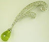 5.3CT DIAMOND & AAA LEMON QUARTZ 14K WHITE GOLD DOUBLE LEAF TEAR DROP BROOCH PIN