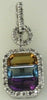 ESTATE 1.97CT DIAMOND & MULTI GEM 14KT WHITE GOLD 3D OCTAGON HALO FUN PENDANT