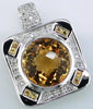 6.12CT DIAMOND AAA YELLOW SAPPHIRE & CITRINE 14K WHITE GOLD SQUARE ROUND PENDANT