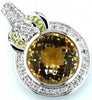 6.26CT DIAMOND AAA YELLOW SAPPHIRE & CITRINE 14K WHITE GOLD ROUND HALO PENDANT