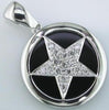 ESTATE .25CT DIAMOND & AAA ONYX 14KT WHITE GOLD 3D STAR LOVE PENDANT