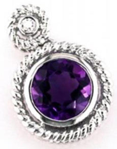 1.12CT DIAMOND & AAA AMETHYST 14KT WHITE GOLD 3D ROUND ROPE FLOATING PENDANT
