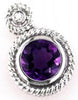 1.12CT DIAMOND & AAA AMETHYST 14KT WHITE GOLD 3D ROUND ROPE FLOATING PENDANT