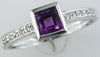 ESTATE .48CT DIAMOND & AAA AMETHYST 14KT WHITE GOLD 3D PRINCESS & ROUND FUN RING