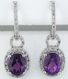2.58CT DIAMOND & AAA AMETHYST 14KT WHITE GOLD 3D OVAL LOVE KNOT HANGING EARRINGS