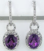 2.58CT DIAMOND & AAA AMETHYST 14KT WHITE GOLD 3D OVAL LOVE KNOT HANGING EARRINGS