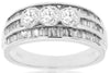 ESTATE 1.0CT DIAMOND 14KT WHITE GOLD 3D ROUND & BAGUETTE THREE STONE FUN RING