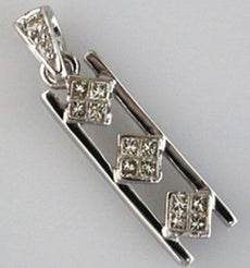 .2CT DIAMOND 14K WHITE GOLD ROUND & PRINCESS INVISIBLE TRIPLE SQUARE FUN PENDANT