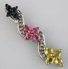 .74CT DIAMOND & AAA MULTI COLOR SAPPHIRE 14KT WHITE GOLD FLOWER JOURNEY PENDANT