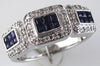 .72CT DIAMOND & AAA SAPPHIRE 14KT WHITE GOLD ROUND & PRINCESS ANNIVERSARY RING