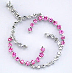 1.05CT DIAMOND & AAA PINK SAPPHIRE 14KT WHITE GOLD 3D CIRCULAR FLOATING PENDANT