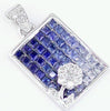 2.95CT DIAMOND & AAA SAPPHIRE 14KT WHITE GOLD PRINCESS & ROUND FLOATING PENDANT