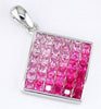 ESTATE 2.0CT AAA PINK SAPPHIRE 14KT WHITE GOLD RAINBOW PRINCESS FLOATING PENDANT
