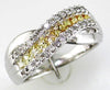 .95CT DIAMOND & AAA YELLOW SAPPHIRE 14KT WHITE GOLD ROUND & PRINCESS LOVE RING