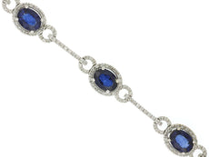10.9CT DIAMOND & AAA SAPPHIRE 14KT WHITE GOLD 3D OVAL & ROUND TENNIS BRACELET
