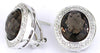 10.3CT DIAMOND & AAA SMOKEY TOPAZ 14KT WHITE GOLD 3D ROUND HALO CLIP ON EARRINGS