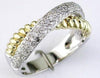 ESTATE .50CT DIAMOND 14K 2 TONE GOLD 3D THREE ROW CRISS CROSS INFINITY LOVE RING