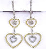 .25CT DIAMOND 14KT 2 TONE GOLD 3D MULTI OVAL MULTI HEART ROPE HANGING EARRINGS