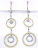 ESTATE .25CT DIAMOND 14KT 2 TONE GOLD MULTI CIRCULAR LEVERBACK HANGING EARRINGS