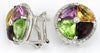 7.30CT DIAMOND & AAA MULTI GEM 14KT WHITE GOLD TRILLION CLIP ON HANGING EARRINGS