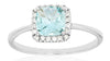 .96CT DIAMOND & AAA AQUAMARINE 14KT WHITE GOLD CUSHION & ROUND FRIENDSHIP RING