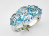 ESTATE 5.53CT DIAMOND & AAA BLUE TOPAZ 14KT WHITE GOLD CLASSIC FLOWER FUN RING