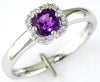 .47CT DIAMOND & AAA AMETHYST 14KT WHITE GOLD CUSHION & ROUND 4 LEAF CLOVER RING