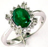 1.45CT DIAMOND AAA EMERALD 14KT WHITE GOLD OVAL ROUND & BAGUETTE ENGAGEMENT RING