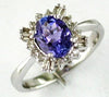 1.45CT DIAMOND & TANZANITE 14K WHITE GOLD OVAL ROUND & BAGUETTE ENGAGEMENT RING