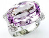 LARGE 18.1CT DIAMOND & AAA AMETHYST 14KT WHITE GOLD 3D OVAL & ROUND FUN RING