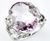 LARGE 10.54CT DIAMOND & AAA AMETHYST 14K WHITE GOLD OVAL & ROUND MULTI LEAF RING