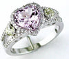 LARGE 3.82CT DIAMOND & AAA PINK & GREEN AMETHYST 14K WHITE GOLD HEART SHAPE RING