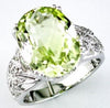 LARGE 7.68CT DIAMOND & AAA LEMON QUARTZ 14KT WHITE GOLD 3D OVAL & ROUND FUN RING