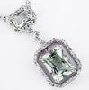 3.10CT DIAMOND & AAA GREEN AMETHYST 14KT WHITE GOLD CUSHION & ROUND LOVE PENDANT