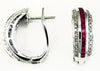 WIDE 2.01CT DIAMOND & AAA RUBY 14KT WHITE GOLD PRINCESS & ROUND HANGING EARRINGS