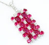 ESTATE 2.90CT DIAMOND & AAA RUBY 14K WHITE GOLD OVAL & ROUND RECTANGULAR PENDANT