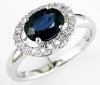 1.80CT DIAMOND & AAA SAPPHIRE 14KT WHITE GOLD OVAL & ROUND HALO ENGAGEMENT RING