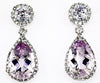 7.35CT DIAMOND & AAA PINK AMETHYST 14KT WHITE GOLD 3D TEAR DROP HANGING EARRINGS