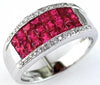 1.50CT DIAMOND & AAA RUBY 14KT WHITE GOLD 3D PRINCESS & ROUND ANNIVERSARY RING